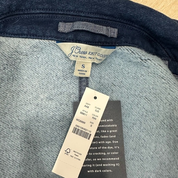 NWT J Crew Men's Knit Goods Indigo-Dyed French Terry Blazer Blue Size Small - Picture 8 of 10